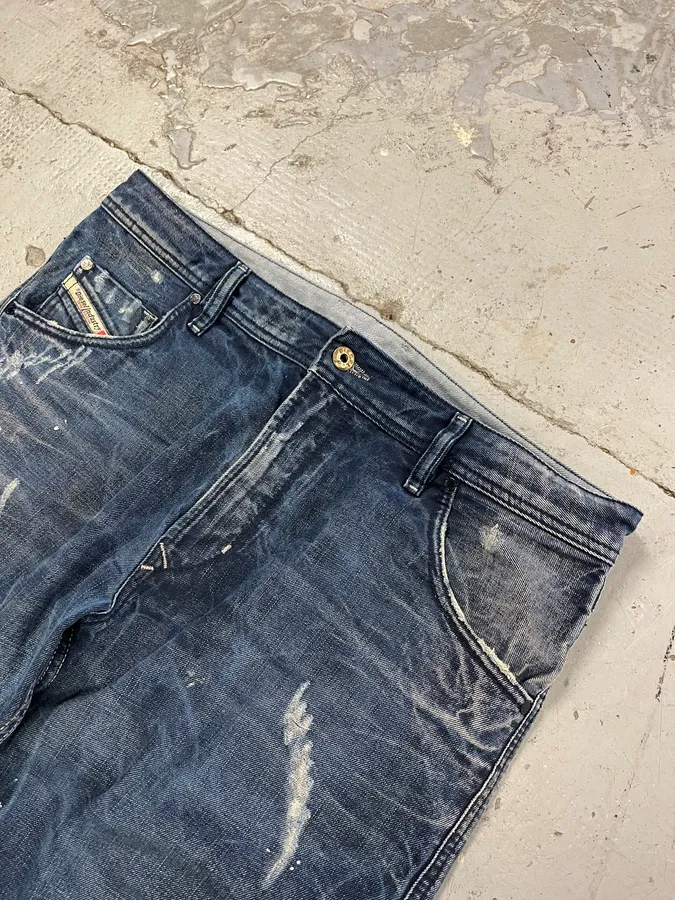 Diesel Navy Faded Distressed Slim Denim Jeans - Image 6