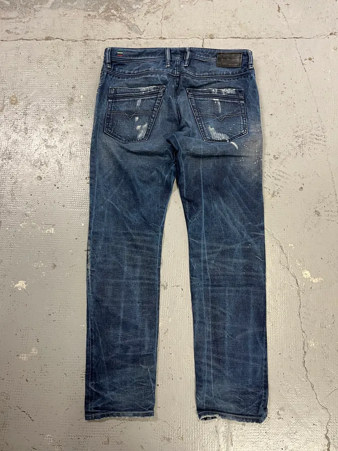 Diesel Navy Faded Distressed Slim Denim Jeans - Image 8