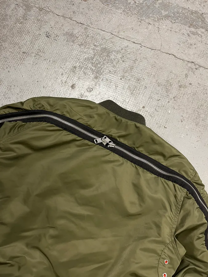 Diesel Olive Multi-Pocket Back Zip Olive Cargo Bomber Jacket - Image 9