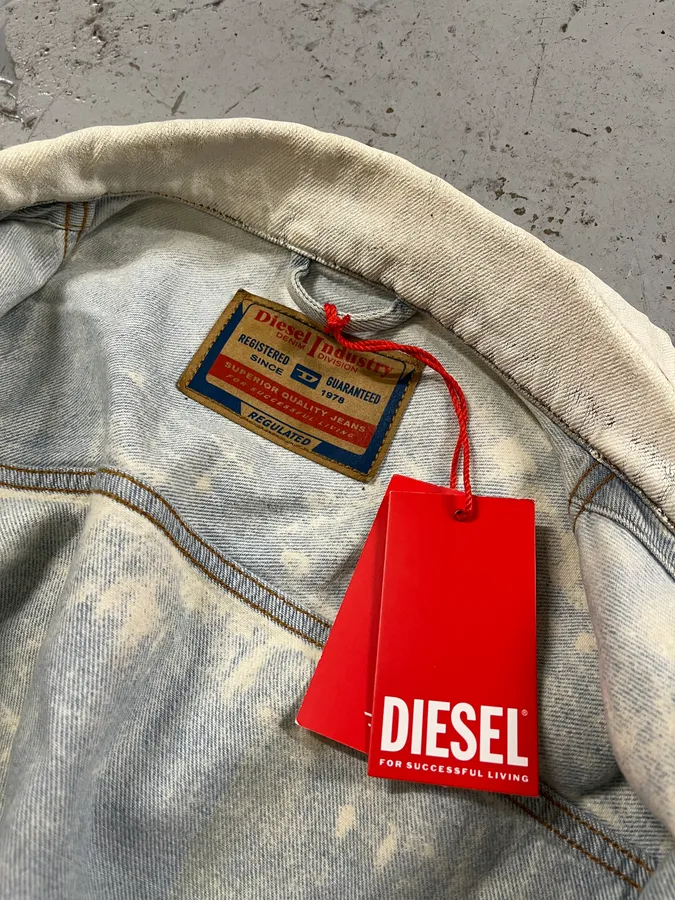 Diesel Overpainted Distressed Cream Denim Jacket - Image 10