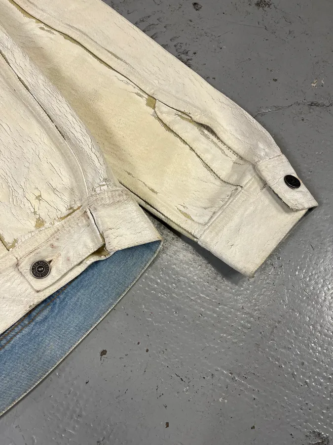 Diesel Overpainted Distressed Cream Denim Jacket - Image 8