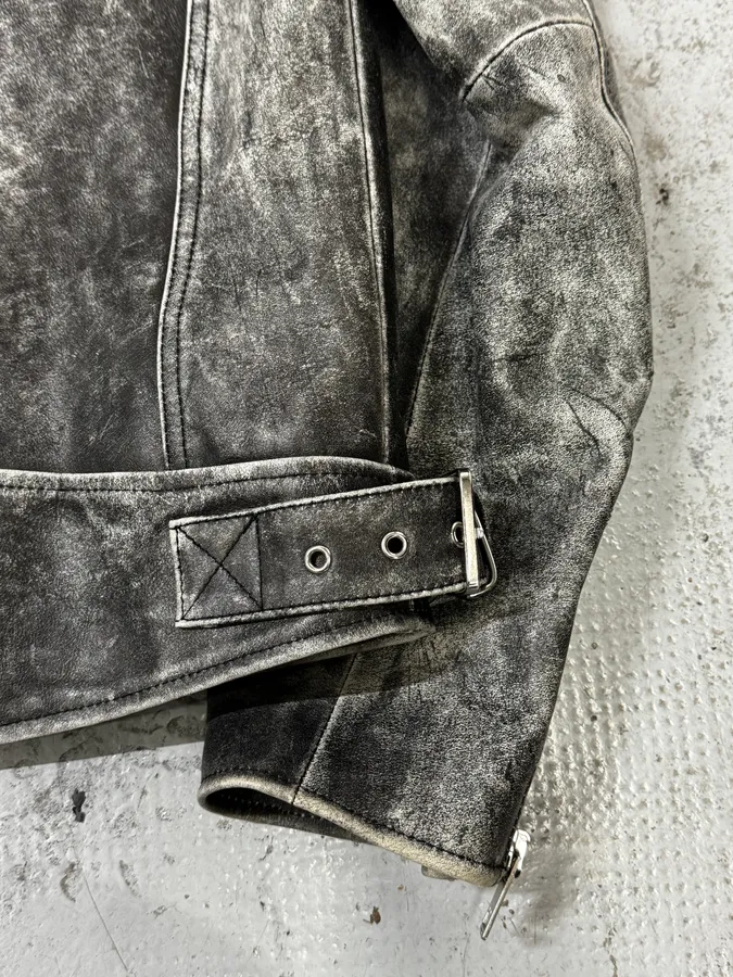 Diesel Perfecto Raw Grey Leather Jacket - Image 10