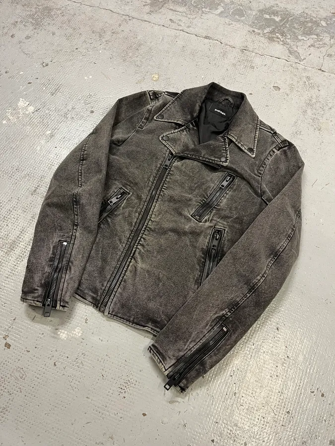Diesel Raw Grey Denim Perfecto Jacket - Image 4