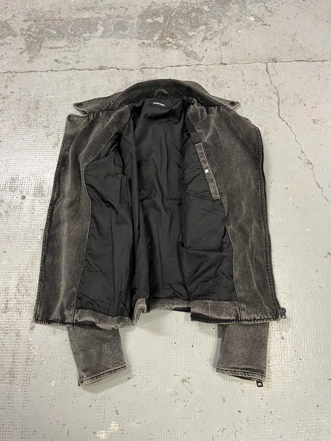 Diesel Raw Grey Denim Perfecto Jacket - Image 9