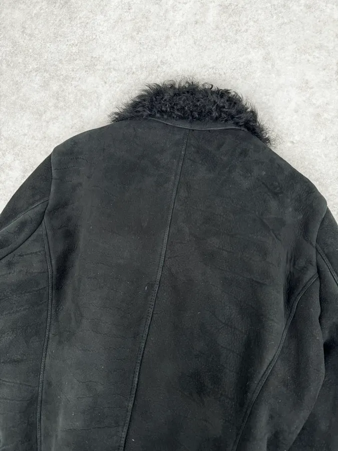 Diesel Sample Black Gold Astro Biker Shearling Asymmtrical Jacket - Image 7