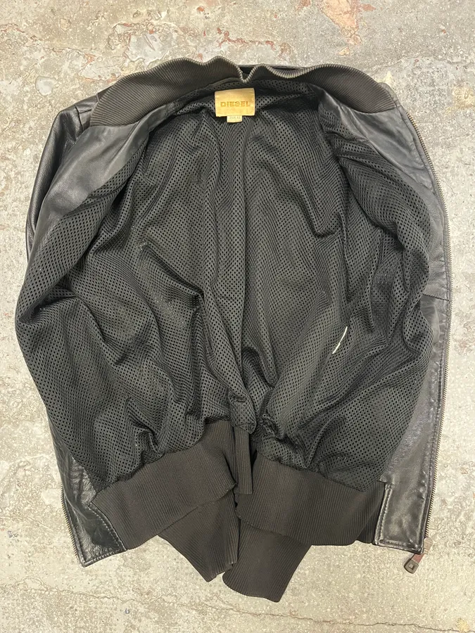 Diesel Speed Black Leather Bomber Jacket - Image 7
