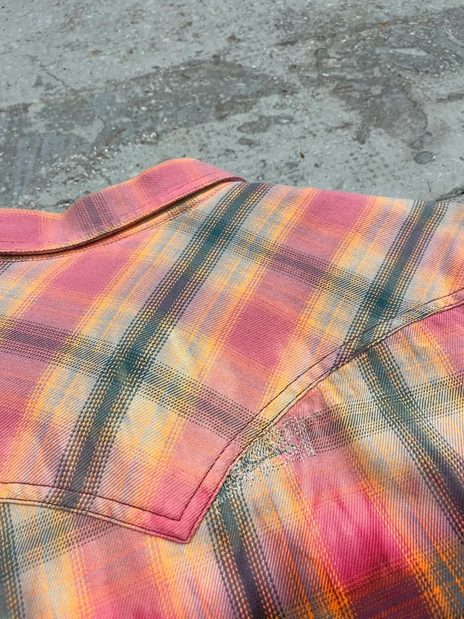 Diesel Summer Bleached Effect Western Checked Pink Shirt - Image 9