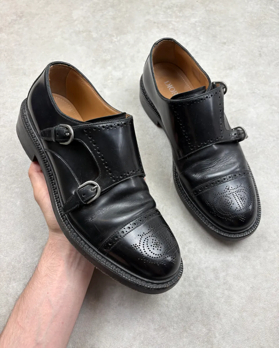 Dior Black Buckle Leather Derbies