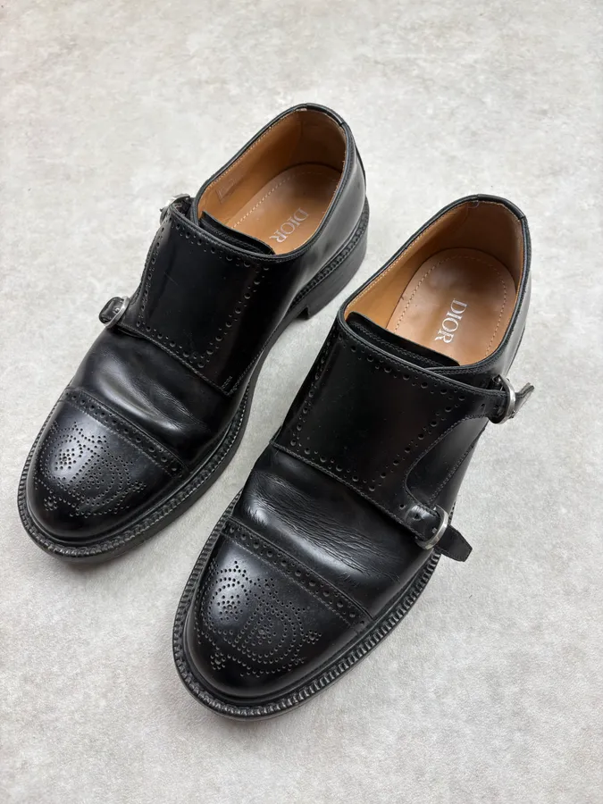 Dior Black Buckle Leather Derbies - Image 3