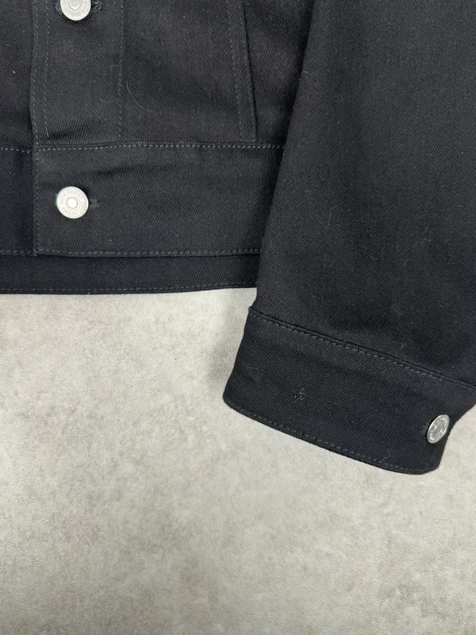 Dior Black Buttoned Fur Collar Premium Trucker Jacket - Image 5