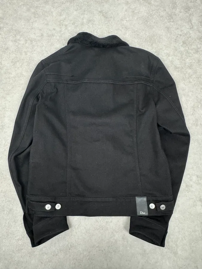 Dior Black Buttoned Fur Collar Premium Trucker Jacket - Image 6