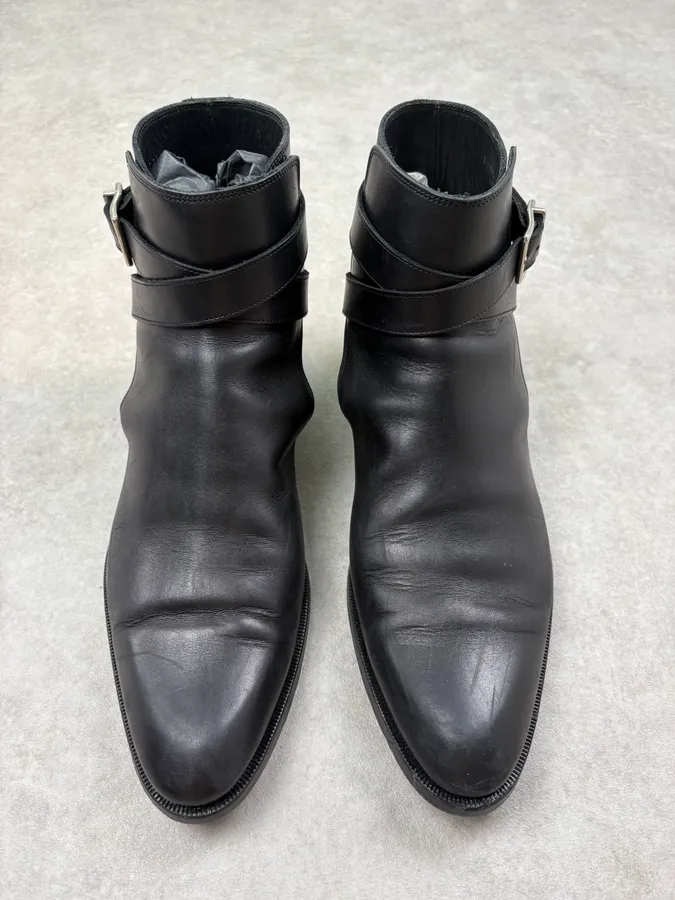 Dior Black Leather Buckle Strap Ankle Boots - Image 2