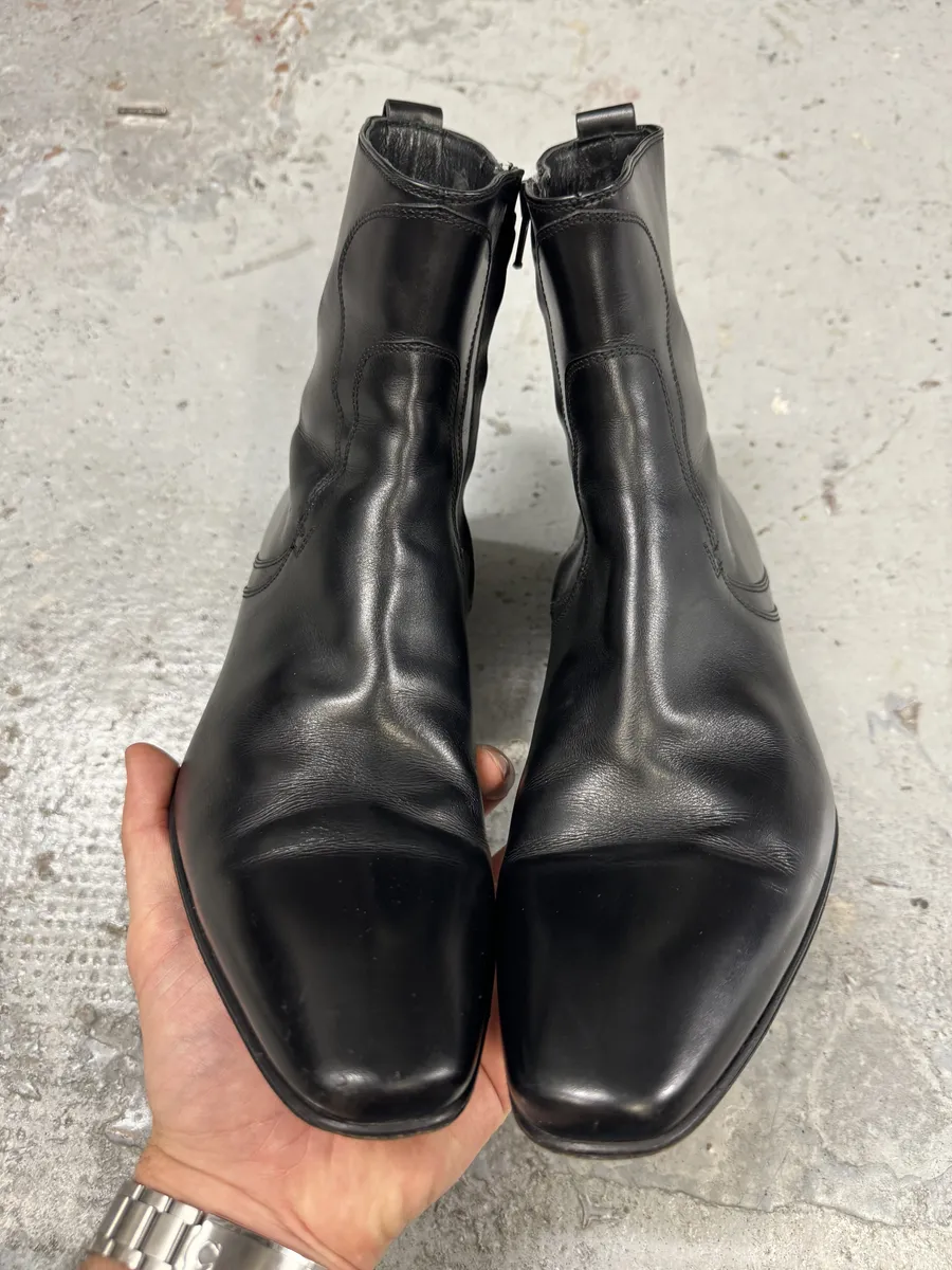 Dior Black Leather Minimalist Boots - Image 3