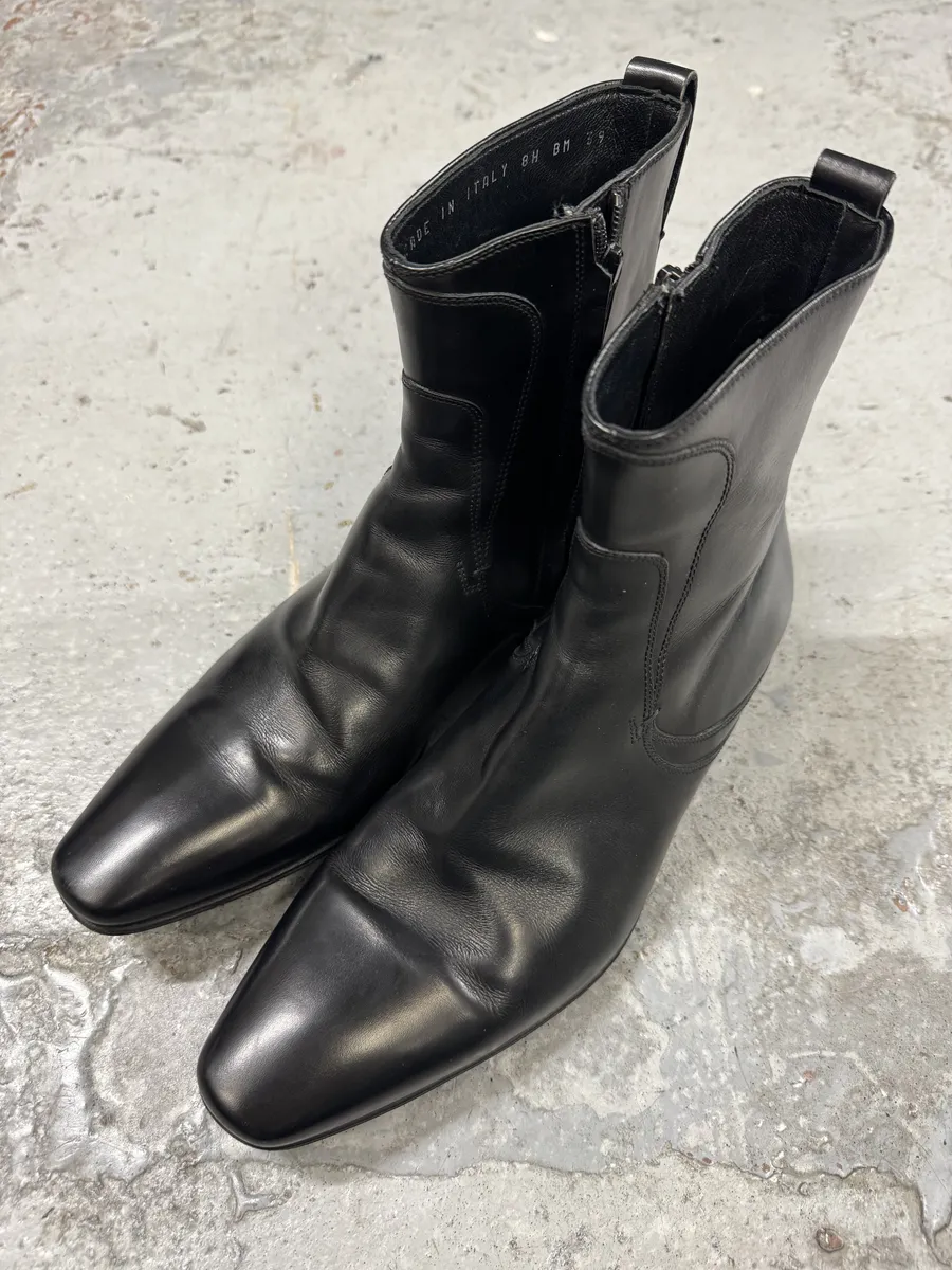 Dior Black Leather Minimalist Boots - Image 4