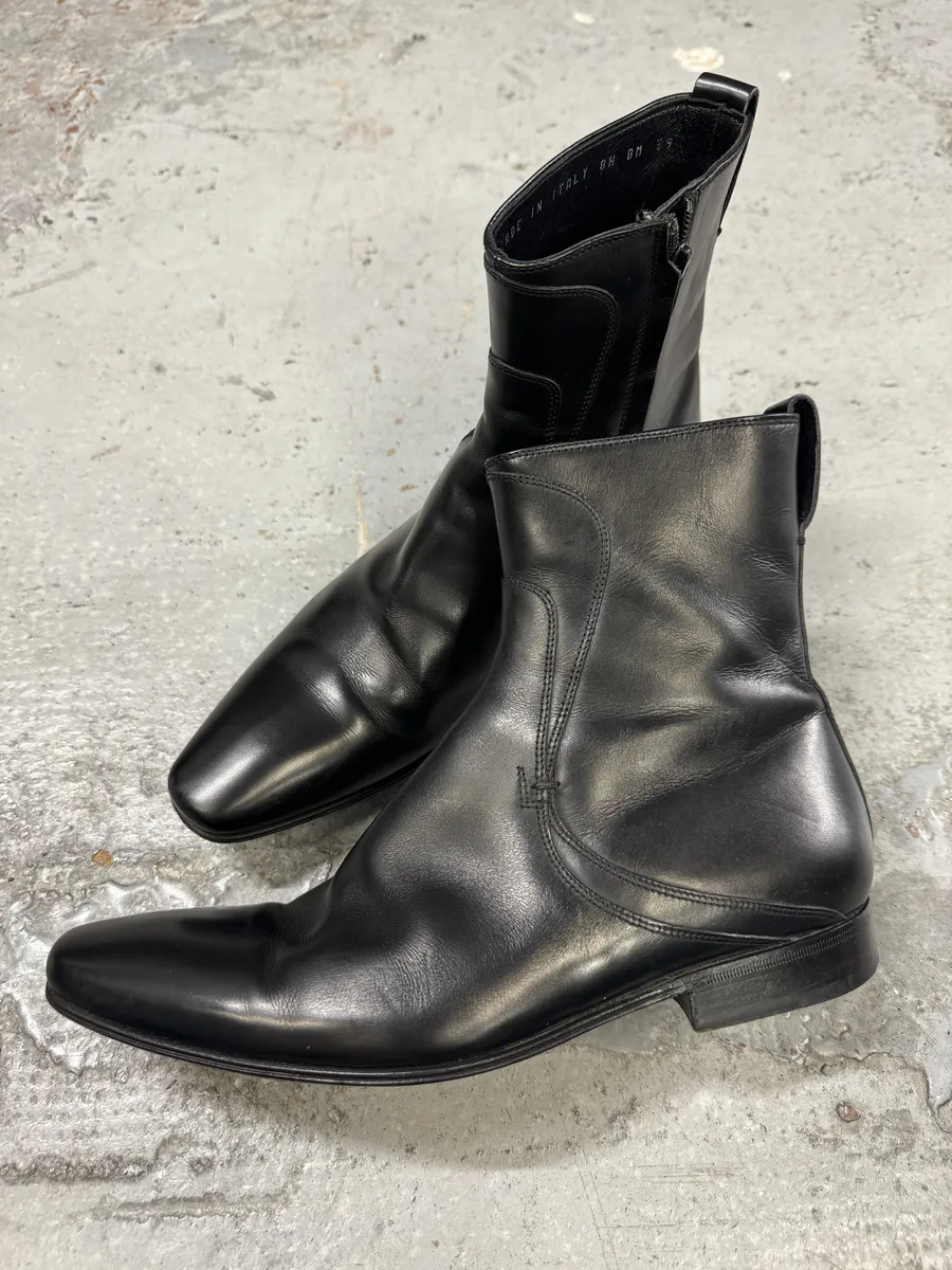 Dior Black Leather Minimalist Boots - Image 5