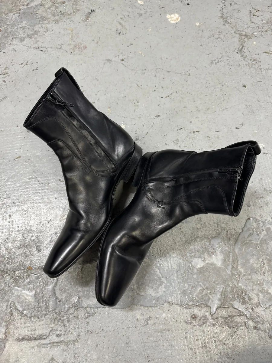 Dior Black Leather Minimalist Boots - Image 6