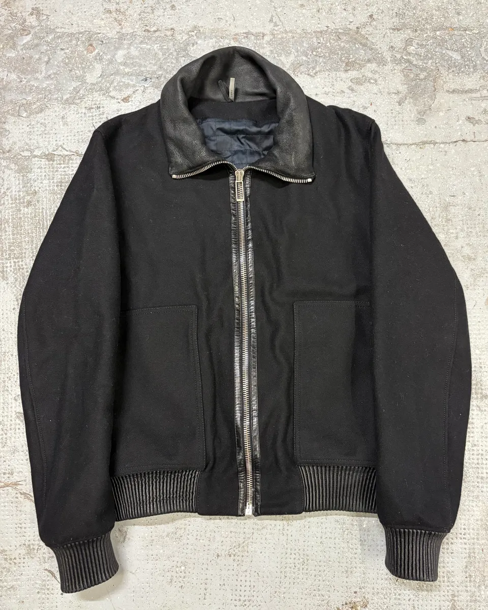Dior Black Wool & Leather Zip-up Jacket