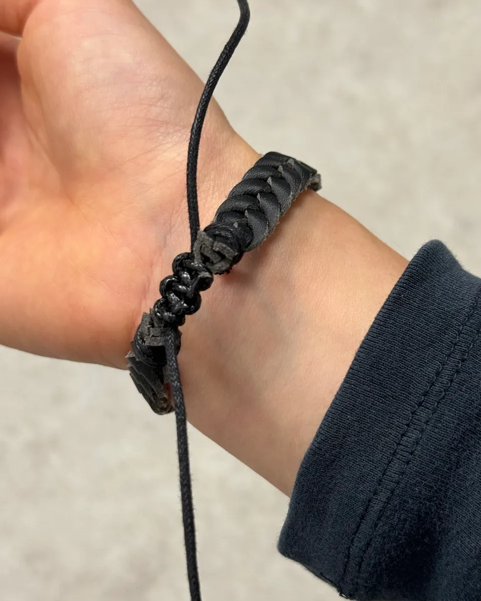 Dior Black Woven Ajustable Leather Bracelet - Image 4