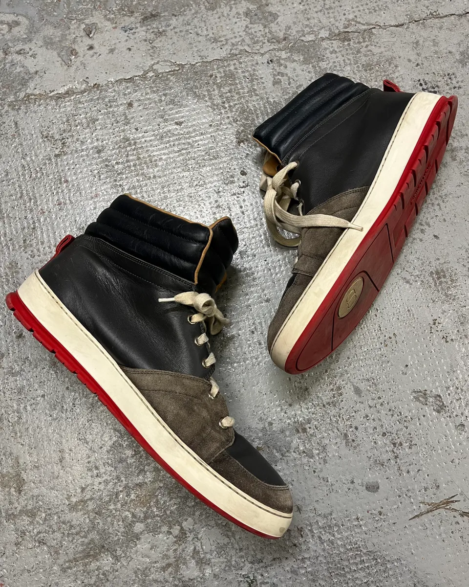 Dior Homme Grey Suede Black Leather High Sneakers - Image 3