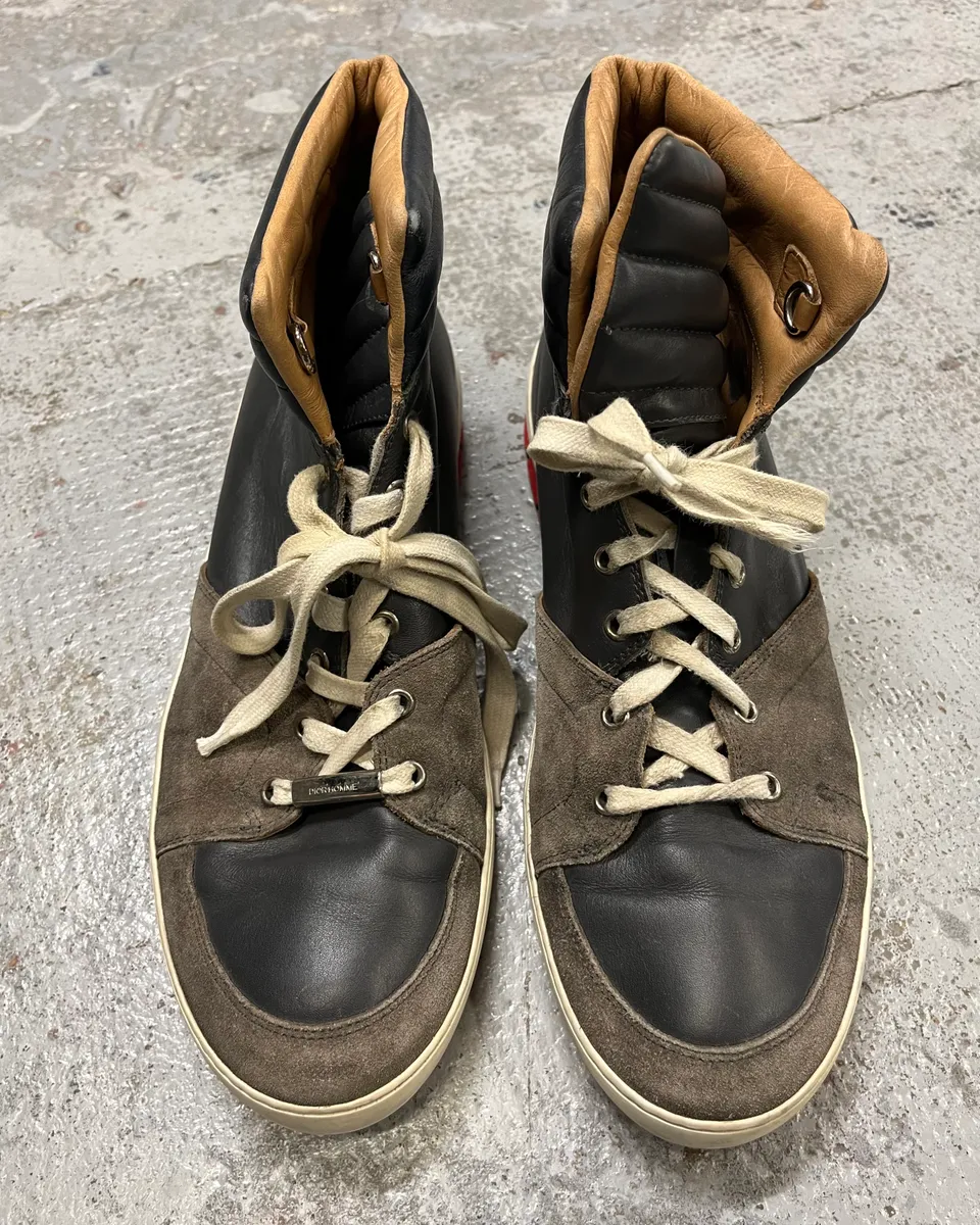 Dior Homme Grey Suede Black Leather High Sneakers - Image 6