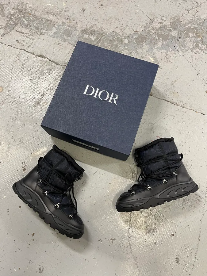 Dior Monogram Puffer Black & Navy Snow Boots - Image 7