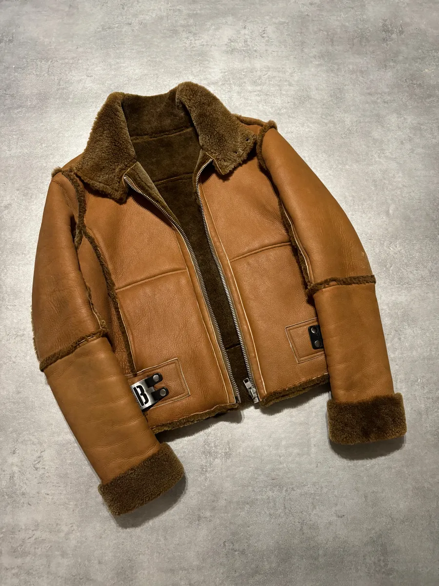 Dirk Bikkembergs Brown Sheep Leather Shearling Jacket - Image 4