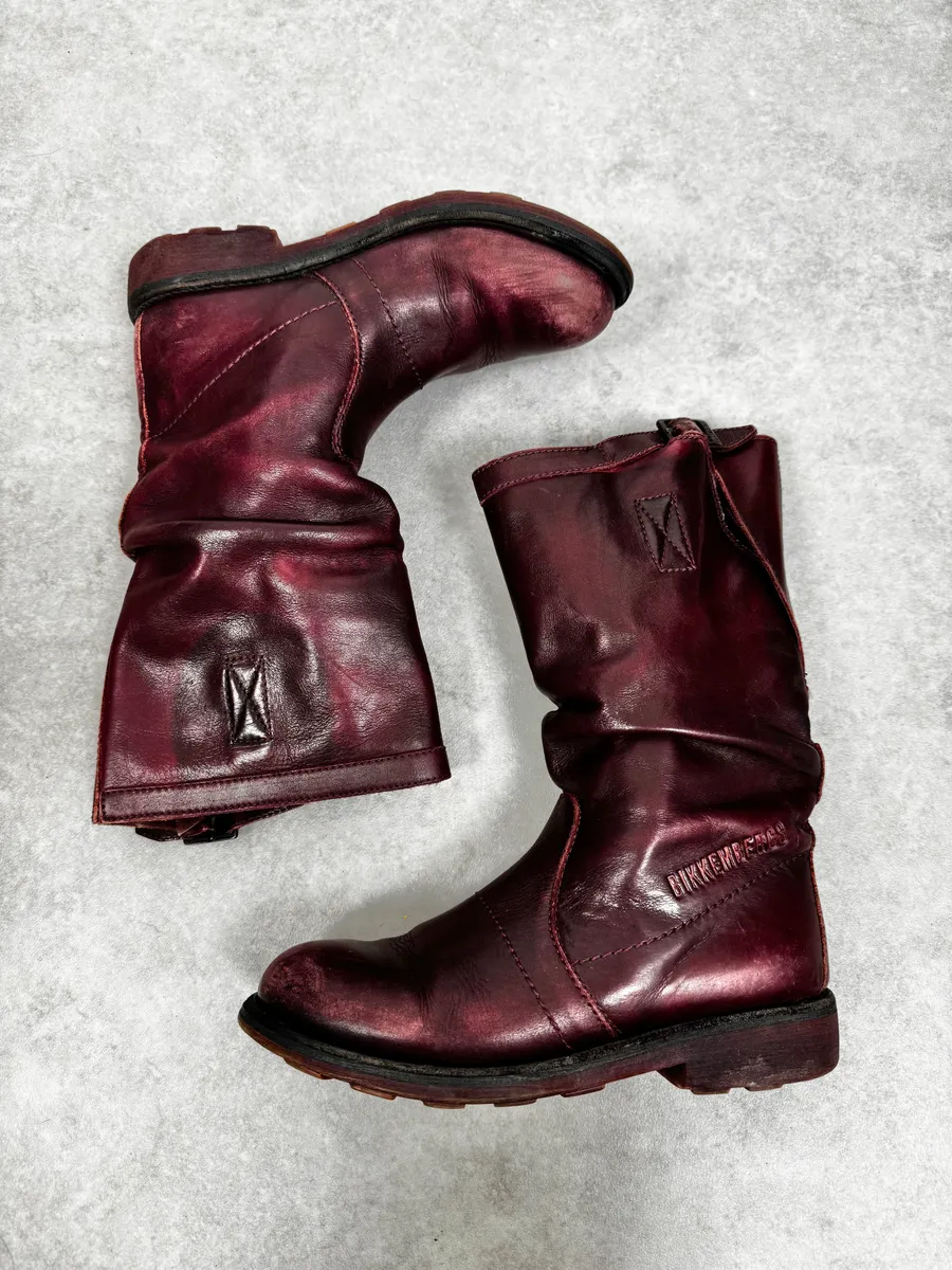 Dirk Bikkembergs Burgundy Leather Ankle Boots - Image 2