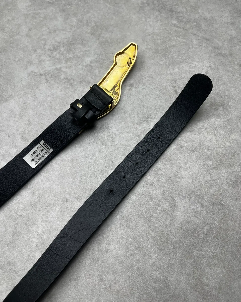 Dirk Bikkembergs Car Buckle Black Leather Belt - Image 7