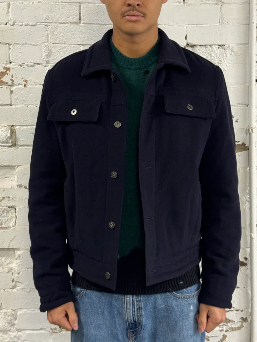 Dirk Bikkembergs Navy Wool Trucker Jacket