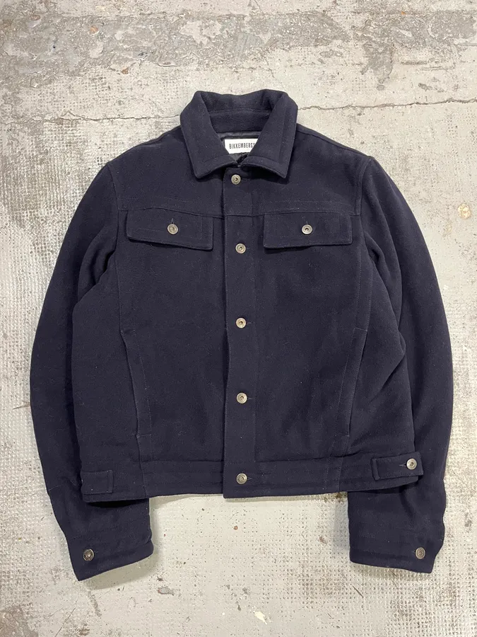 Dirk Bikkembergs Navy Wool Trucker Jacket - Image 4