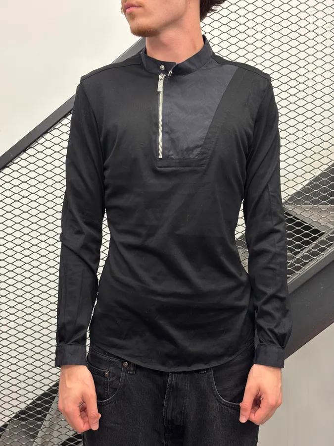 Dirk Bikkembergs Sport Couture Black Nylon Zip Polo Longsleeve - Image 2