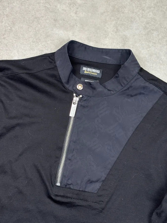 Dirk Bikkembergs Sport Couture Black Nylon Zip Polo Longsleeve - Image 4