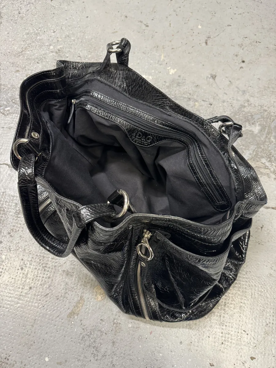 Dolce & Gabbana Black Gaia Satin Leather Handle Bag - Image 8
