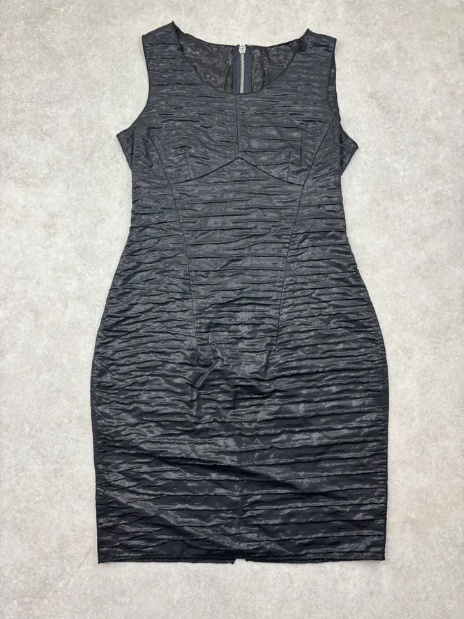 Dolce & Gabbana Black Linen Ruched Dress - Image 3