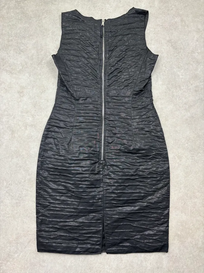 Dolce & Gabbana Black Linen Ruched Dress - Image 5