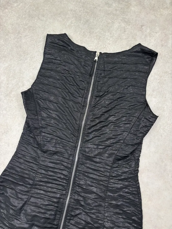 Dolce & Gabbana Black Linen Ruched Dress - Image 6