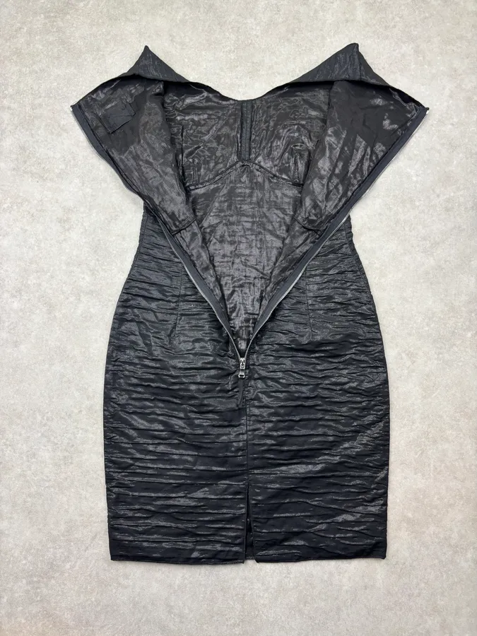 Dolce & Gabbana Black Linen Ruched Dress - Image 7