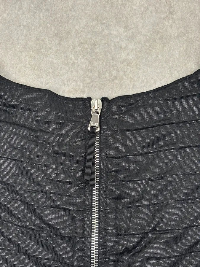 Dolce & Gabbana Black Linen Ruched Dress - Image 9