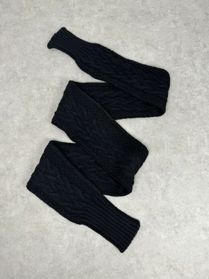 Dolce & Gabbana Black Wool Cable Knit Scarf - Image 3