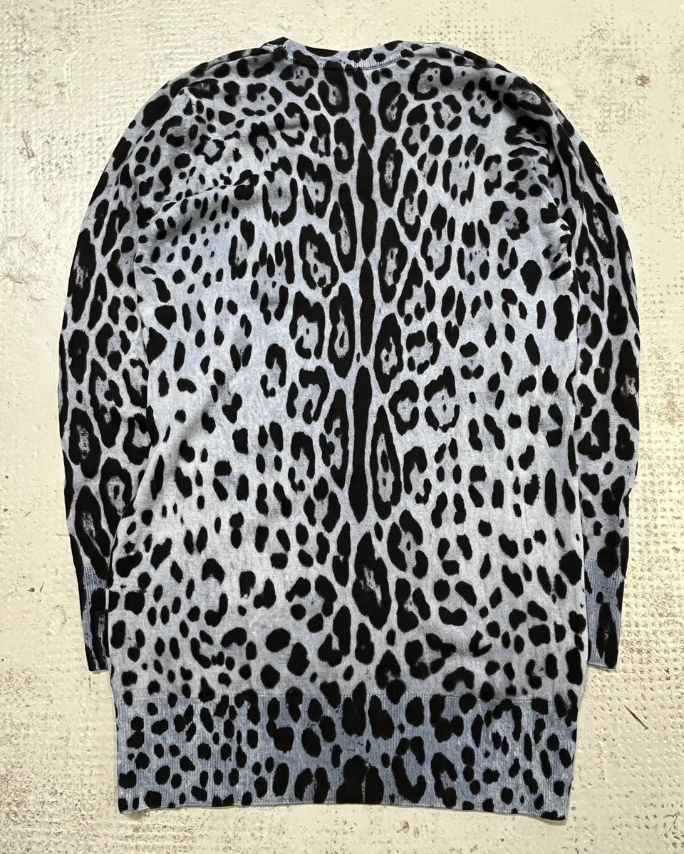 Dolce & Gabbana Blue Leopard Knit Distressed Sweater - Image 8
