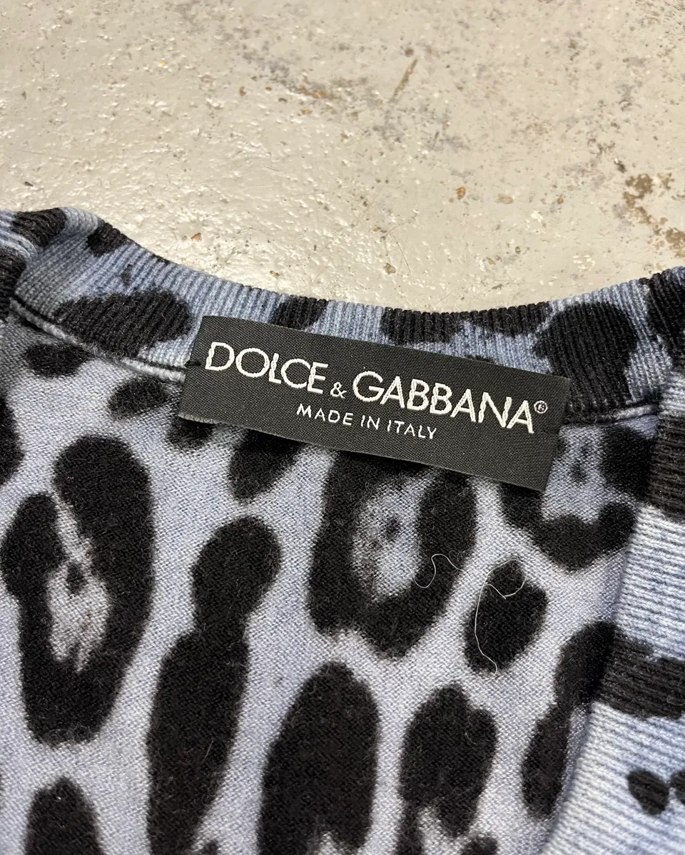 Dolce & Gabbana Blue Leopard Knit Distressed Sweater - Image 9