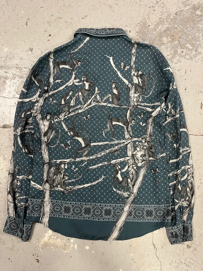 Dolce & Gabbana Blue Monkey Silk Shirt - Image 6