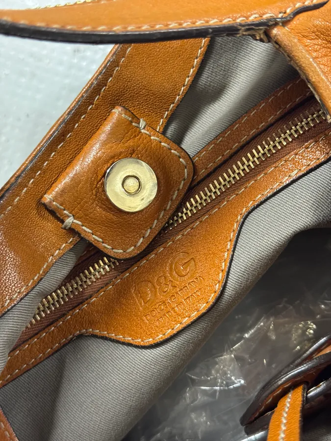 Dolce & Gabbana Brown Leather Hobo Handle Zip Bag - Image 7