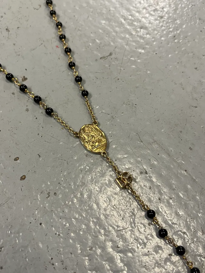 Dolce & Gabbana Cross Black & Gold Rosary Necklace - Image 4
