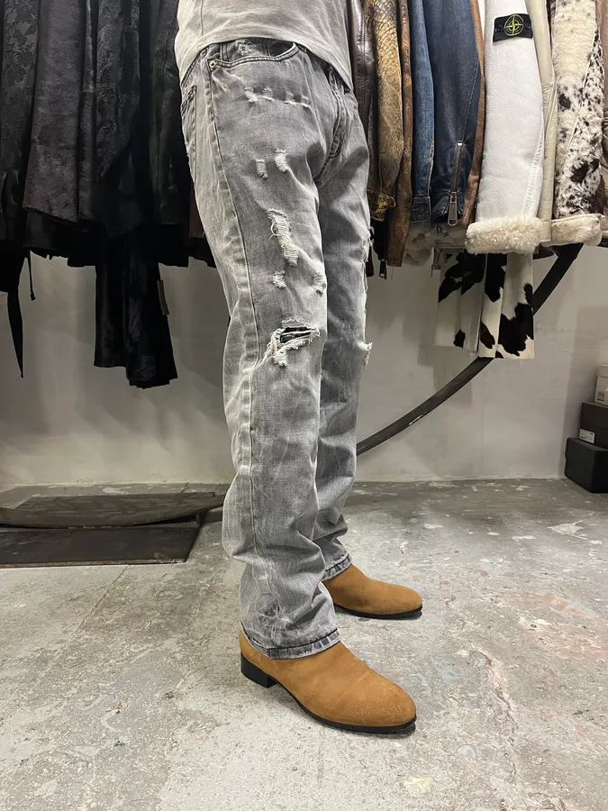 Dolce & Gabbana Distressed Grey Denim Jeans - Image 2