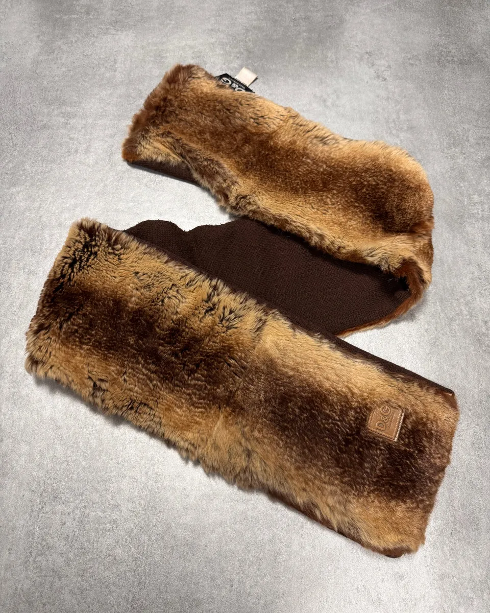 Dolce & Gabbana Faux-Fur Brown Scarf - Image 2