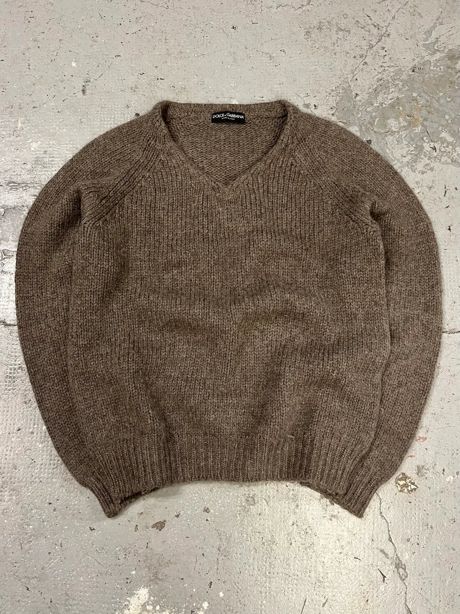 Dolce & Gabbana Grey Brown Wool Sweater