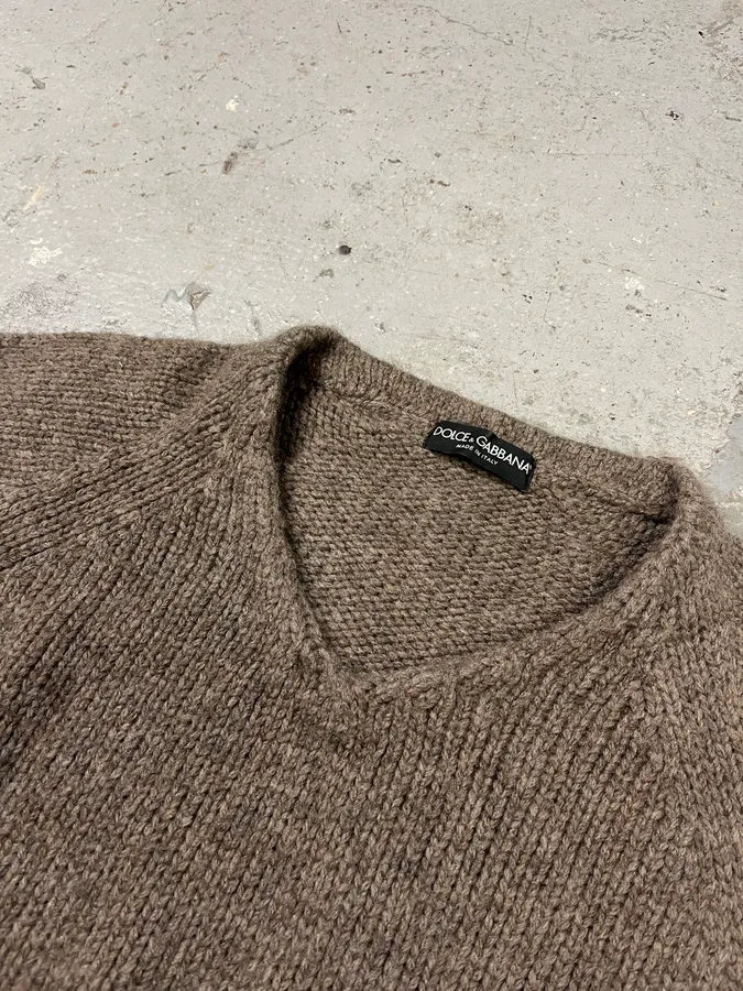 Dolce & Gabbana Grey Brown Wool Sweater - Image 7
