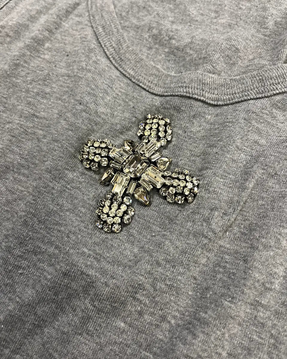Dolce & Gabbana Grey Embellished Cross Tank Top - Image 6