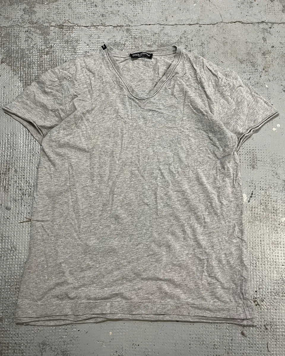 Dolce & Gabbana Grey V-Neck T-Shirt - Image 3